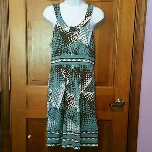 BCBG MAXAZRIA aqua, cream & taupe dress, Size M